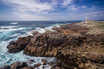 Roncudo lighthouse and cliffs in Galicia Spain