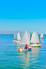 Sailing in Greece,Sail training of young children in Greek island - 439877380