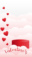 vertical podium background untuk penjualn produk valentinr, vector 3d podium studio background