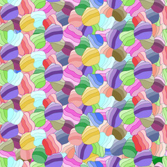 Seamless bright pattern of hand-drawn color elements. Beautiful backgrounds.