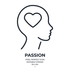 Passion editable stroke outline icon isolated on white background flat vector illustration. Pixel perfect. 64 x 64.