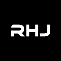 RHJ letter logo design with black background in illustrator, vector logo modern alphabet font overlap style. calligraphy designs for logo, Poster, Invitation, etc.