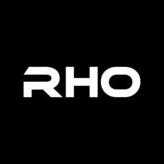 RHO letter logo design with black background in illustrator, vector logo modern alphabet font overlap style. calligraphy designs for logo, Poster, Invitation, etc.