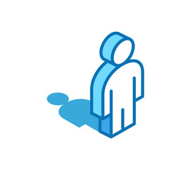 Man isometric icon. User, human 3D line symbol.
