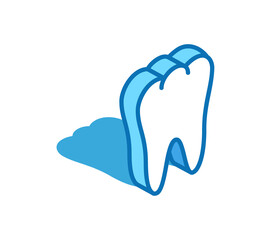 Tooth isometric icon. Healthy internal organ 3D line symbol.