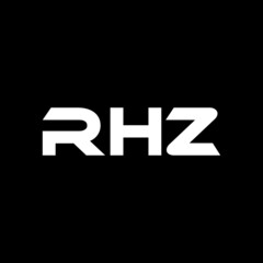 RHZ letter logo design with black background in illustrator, vector logo modern alphabet font overlap style. calligraphy designs for logo, Poster, Invitation, etc.