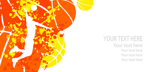 Basketball player silhouette on the abstract background for sport cards, flyers, posters