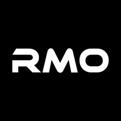 RMO letter logo design with black background in illustrator, vector logo modern alphabet font overlap style. calligraphy designs for logo, Poster, Invitation, etc.