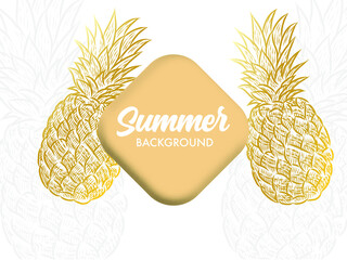 Summer Background with pineapple illustration sketch