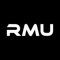 RMU letter logo design with black background in illustrator, vector logo modern alphabet font overlap style. calligraphy designs for logo, Poster, Invitation, etc.