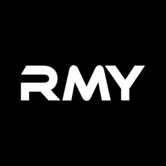 RMY letter logo design with black background in illustrator, vector logo modern alphabet font overlap style. calligraphy designs for logo, Poster, Invitation, etc.