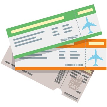 Travel Plane And Train Ticket Vector Icon Isolated On White