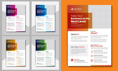 Corporate Flyer Template Design, Digital Marketing Company Flyer Leaflet Layout, Modern Business Flyer Colorful Concepts
