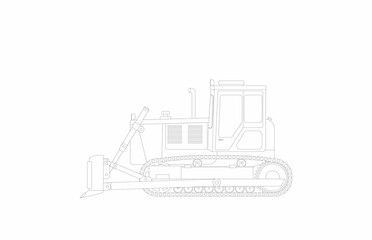 An outline image of a goose bulldozer isolated on a white background.