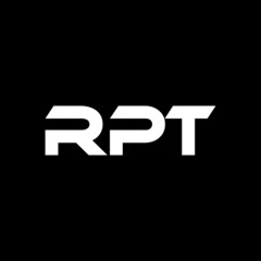 RPT letter logo design with black background in illustrator, vector logo modern alphabet font overlap style. calligraphy designs for logo, Poster, Invitation, etc.