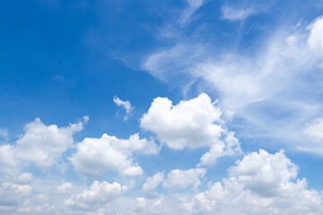 Clear blue color sky with white cloud background