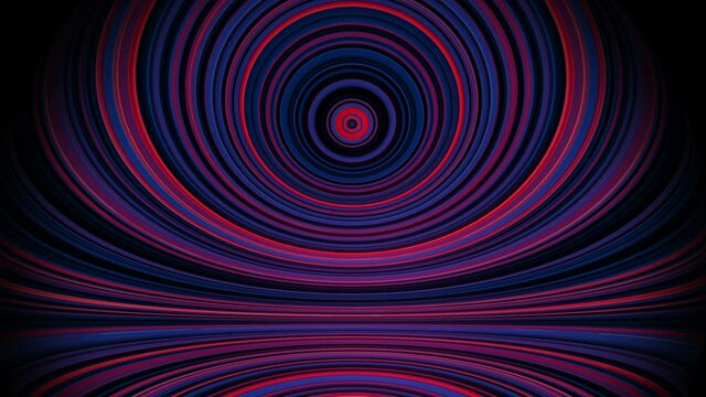 Concentric circles. Spherical abstract animation. Fish-eye lens distortion.