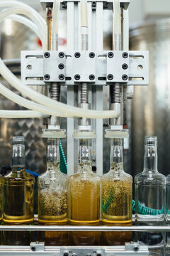 Glass Bottles Filled With Schnapps 