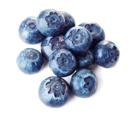 top view of blueberry fruits isolated on white background