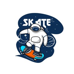Illustration Vector Graphic of Space Skater Perfect For Apparel Design,Banner,Poster,Wallpaper etc.