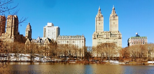 Fototapeta na wymiar Luxury Hotels and Apartments View from Central Park, New York, United States of America. The Most Powerfull Country