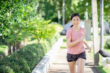 Fototapeta premium Asian women stretching and warm up before exercise