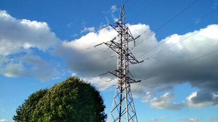 power lines against sky