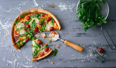 Homemade freshly baked pizza