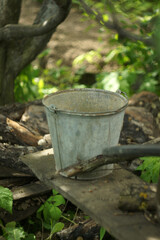 retro bucket in foliage