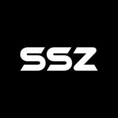 SSZ letter logo design with black background in illustrator, vector logo modern alphabet font overlap style. calligraphy designs for logo, Poster, Invitation, etc.
