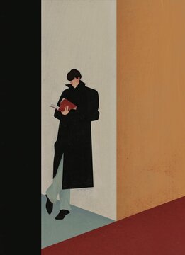 Man Reading A Book Illustration 