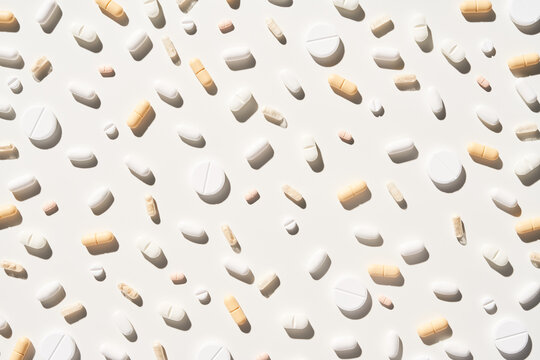 Pattern with various medical pills