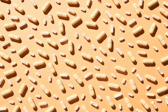 Pharmacy and healthcare background with pills