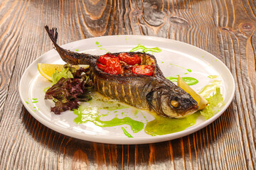 Grilled Trout with vegetables and sauce