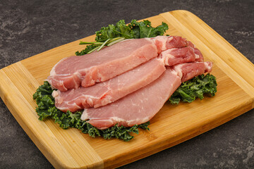 Raw pork steak for cooking