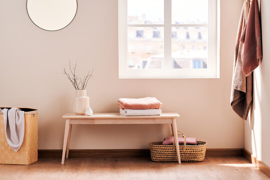 Minimalist bathroom interior design.