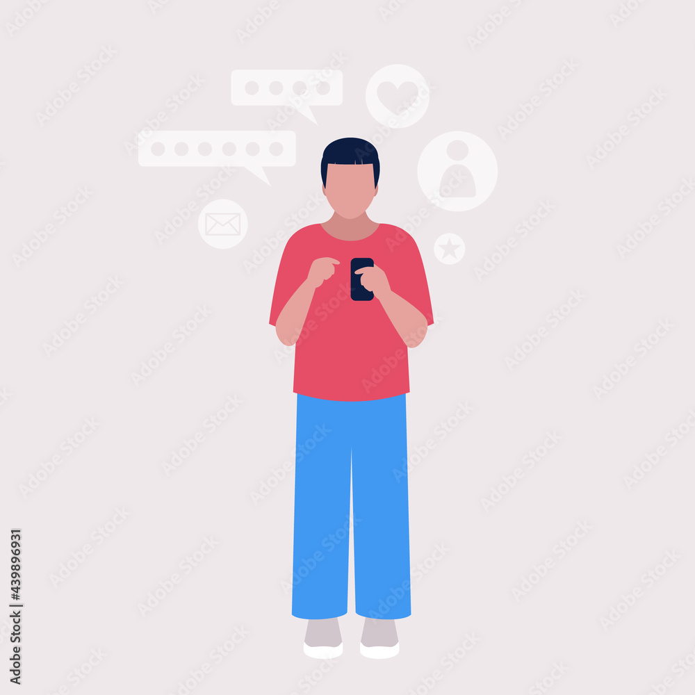 Sticker man with smartphone