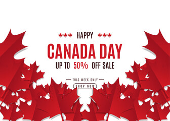 JULY 1st. Canada day background sales promotion advertising banner template design