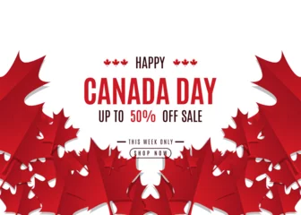 Fotobehang JULY 1st. Canada day background sales promotion advertising banner template design © RadipArt