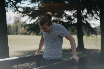 Handsome Young man outdoor working out