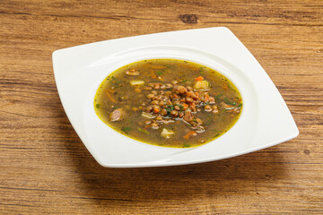 Lentil soup with chicken and vegetables