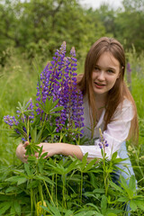 girl with a bouquet of flowers