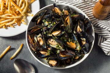 Homemade Moules Frites Mussels and Fries