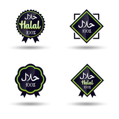 Set of halal label modern design vector