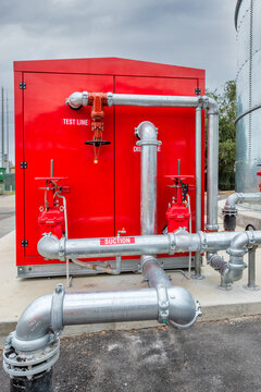 Red fire prevention pump