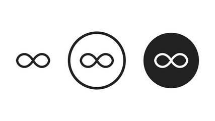 Infinity icons set isolated on white background. Repetitions or unlimited cycling. Vector illustration
