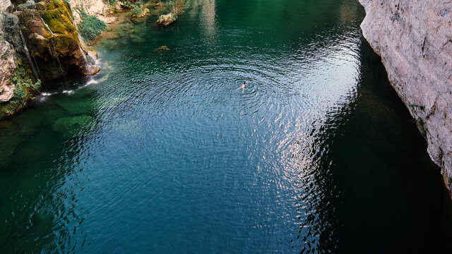 Swimming in mountain river