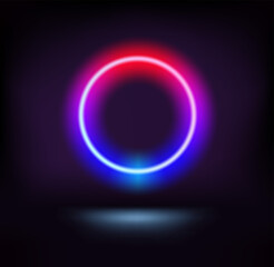 Dark stage with vibrant neon circle