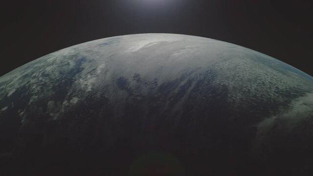 Planet earth sunrise from space. Close up. Photo realistic, cinematic.