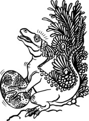 hand drawn vector illustration of a dinosaur